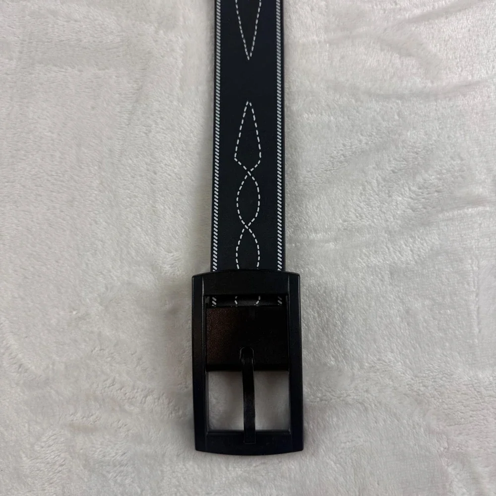 C4 Equestrian Belt Classic Unisex OS Black White Pattern Matte Black Buckle